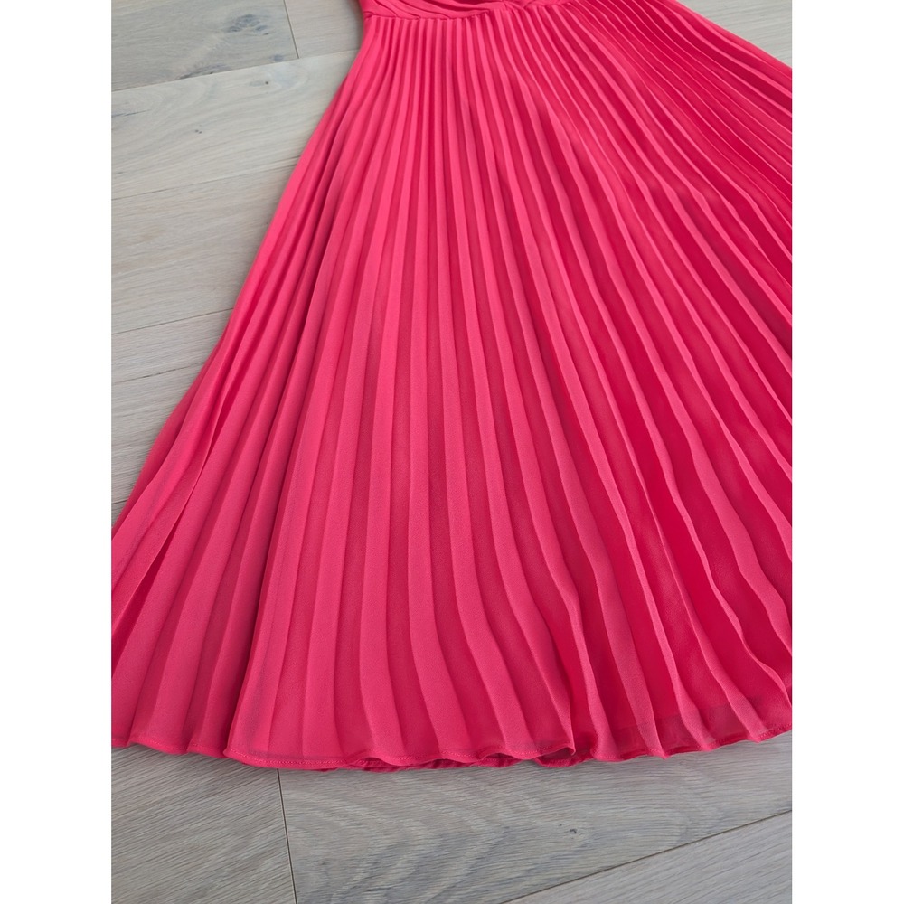 Asos Women's Coral Pleated Lace Bodice Short Sleeve Midi Dress Us 2 - Picture 12 of 12